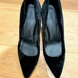 Black velvet pumps